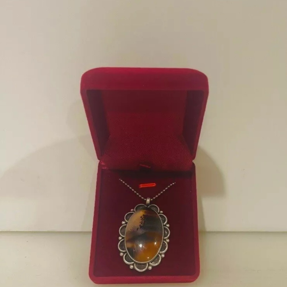 Montana Moss Agate 925 Sterling Silver Pendant Necklace 30" - Picture 8 of 9